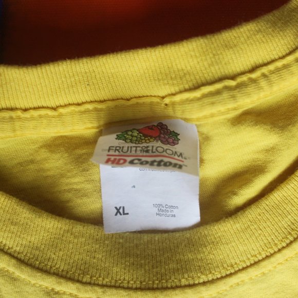 Fruit of the Loom Yellow Dog Print T-Shirt - Picture 7 of 7